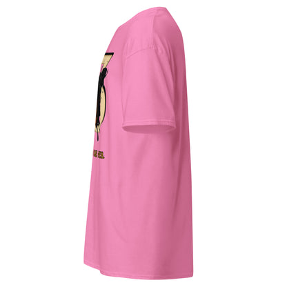 Side view of pink Expedition 33 For Those Who Come After graphic t-shirt inspired by Clair Obscur Expedition 33.