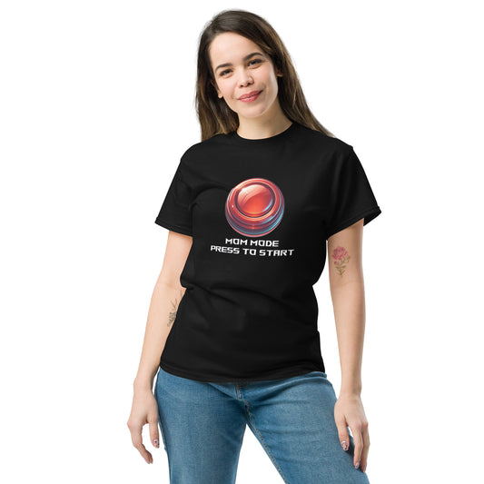 Mom Mode T-Shirt – Funny Gamer Start Button Shirt for Moms