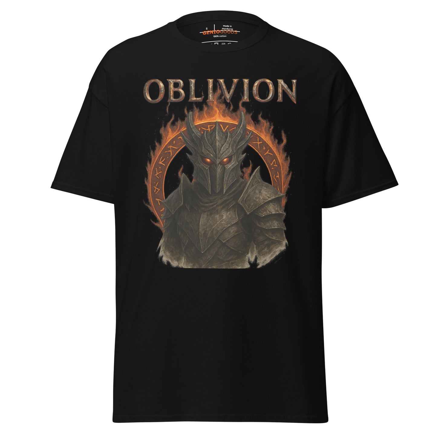 Oblivion Daedric Armor T-Shirt – Dark Flame Tribute – fan-made gamer merch by GenioGoods
