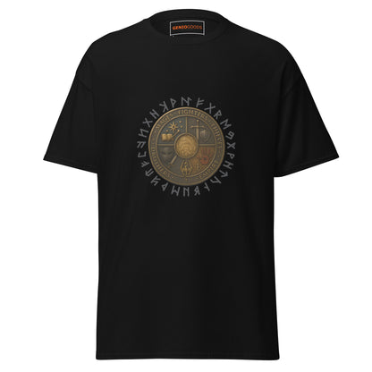 Front view of the Black Oblivion Guilds Shirt – Faction Crest Design with circular faction crest on the chest