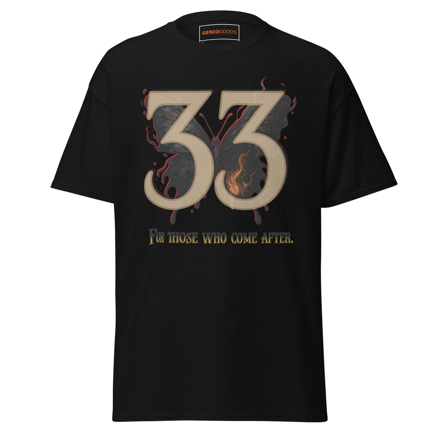 Black Expedition 33 "For Those Who Come After" gaming t-shirt inspired by Clair Obscur Expedition 33.