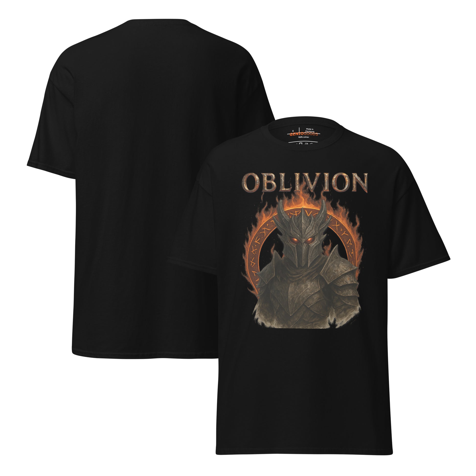 Oblivion Daedric Armor T-Shirt – Dark Flame Tribute – fan-made gamer merch by GenioGoods