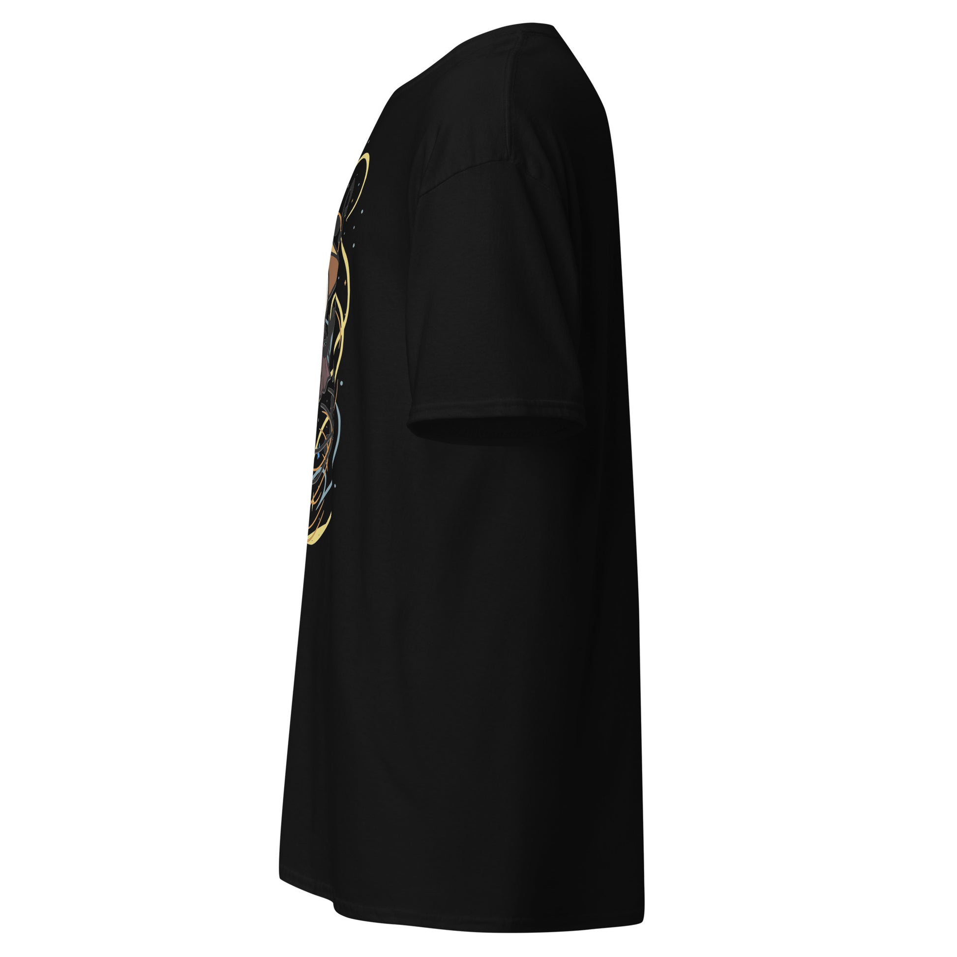 Side view of the Silksong Sherma T-Shirt inspired by Hollow Knight Silksong showing clean silhouette and sleeve structure