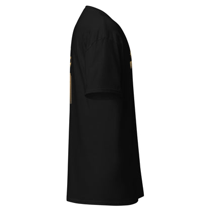 Right side view of the Black Oblivion Mages Guild Shirt – Arcane Emblem Design showing side profile and sleeve shape