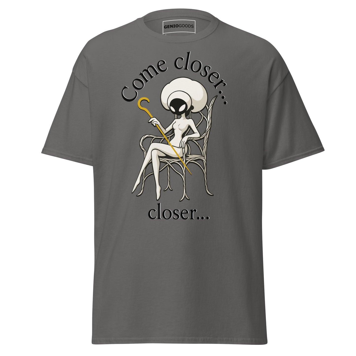 Come Closer T-Shirt – Dark Minimalist Fan Art Design – fan-made gamer merch by GenioGoods