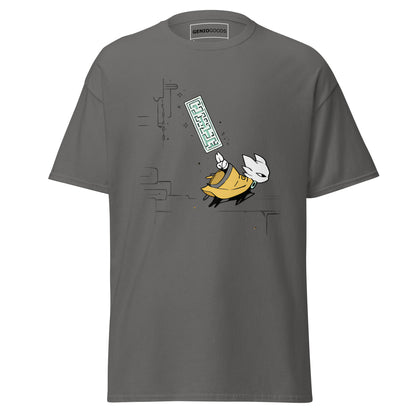 Front view of the charcoal Nine Sols Action Tee Seal Motion featuring a minimalist seal graphic with motion detail