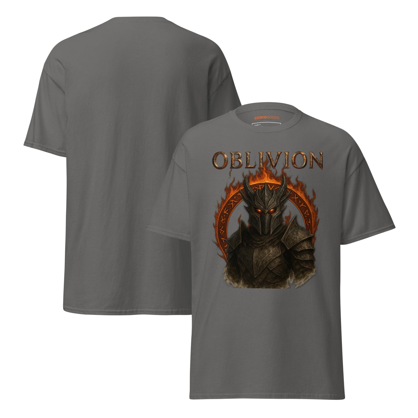 Oblivion Daedric Armor T-Shirt – Dark Flame Tribute – fan-made gamer merch by GenioGoods