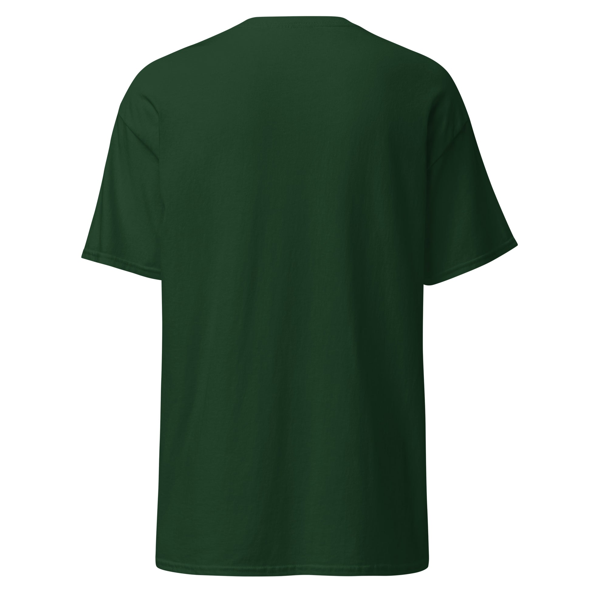 Back view of the Green Oblivion Guard Shirt – Stop Right There Quote with clean back and no visible print