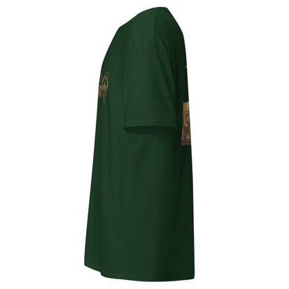Left side view of the Green Oblivion Mages Guild Shirt – Arcane Emblem Design highlighting side silhouette and fit