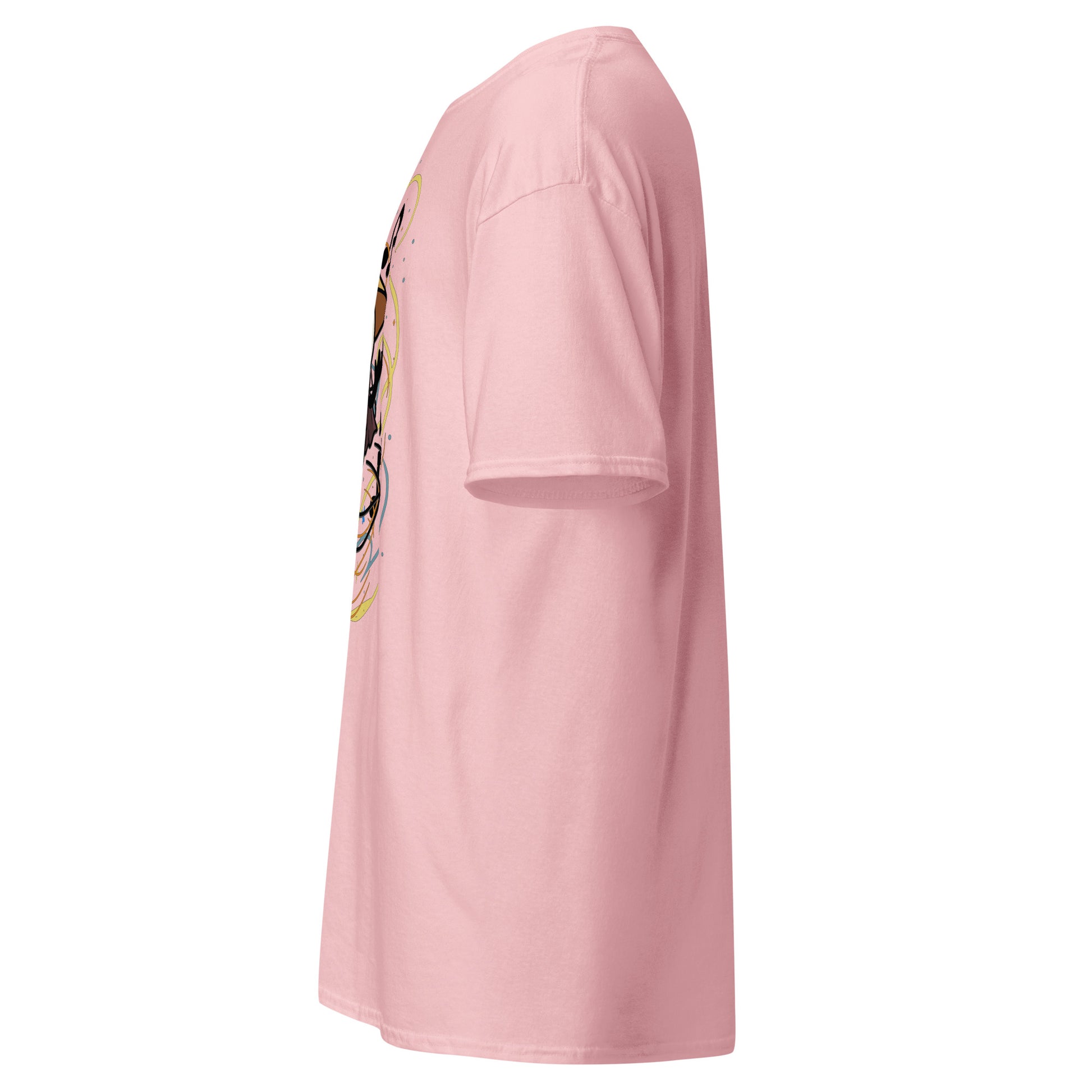 Side view of the Silksong Sherma T-Shirt inspired by Hollow Knight Silksong showing silhouette and sleeve detail