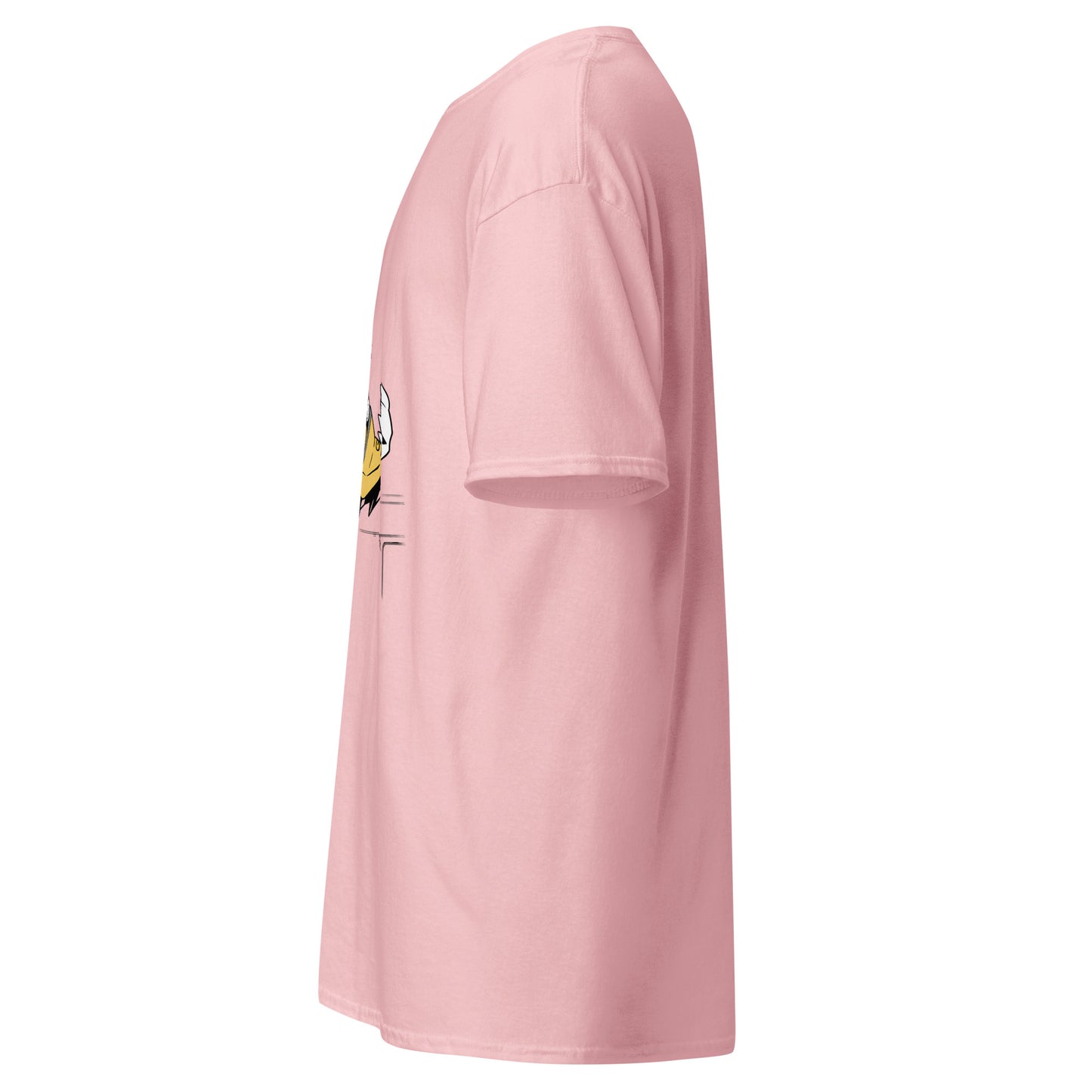 Left side view of the light pink Nine Sols Action Tee Seal Motion with partial front design visible along the side