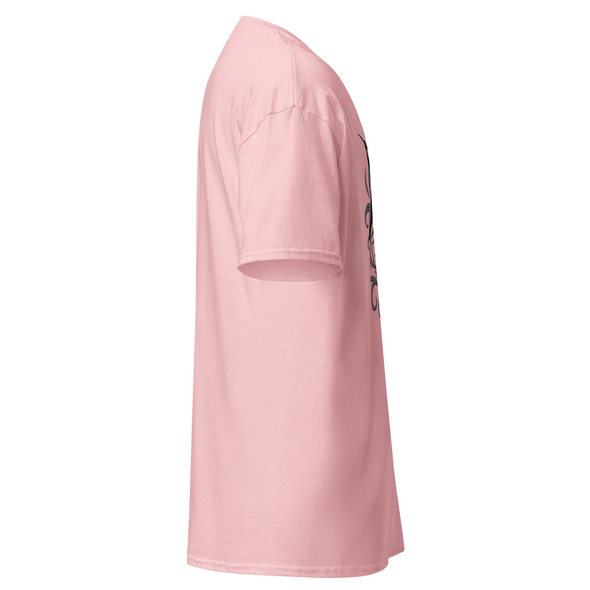 side view of Light pink Hollow Knight Silksong Duel in the Web graphic t-shirt inspired by Hollow Knight Silksong.