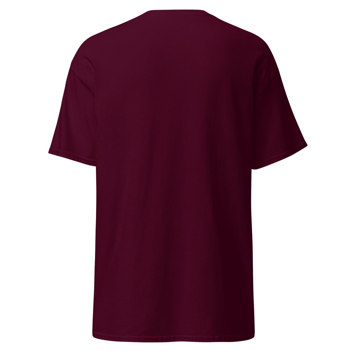Back view of the Maroon Oblivion Guilds Shirt – Faction Crest Design with clean back and no visible print
