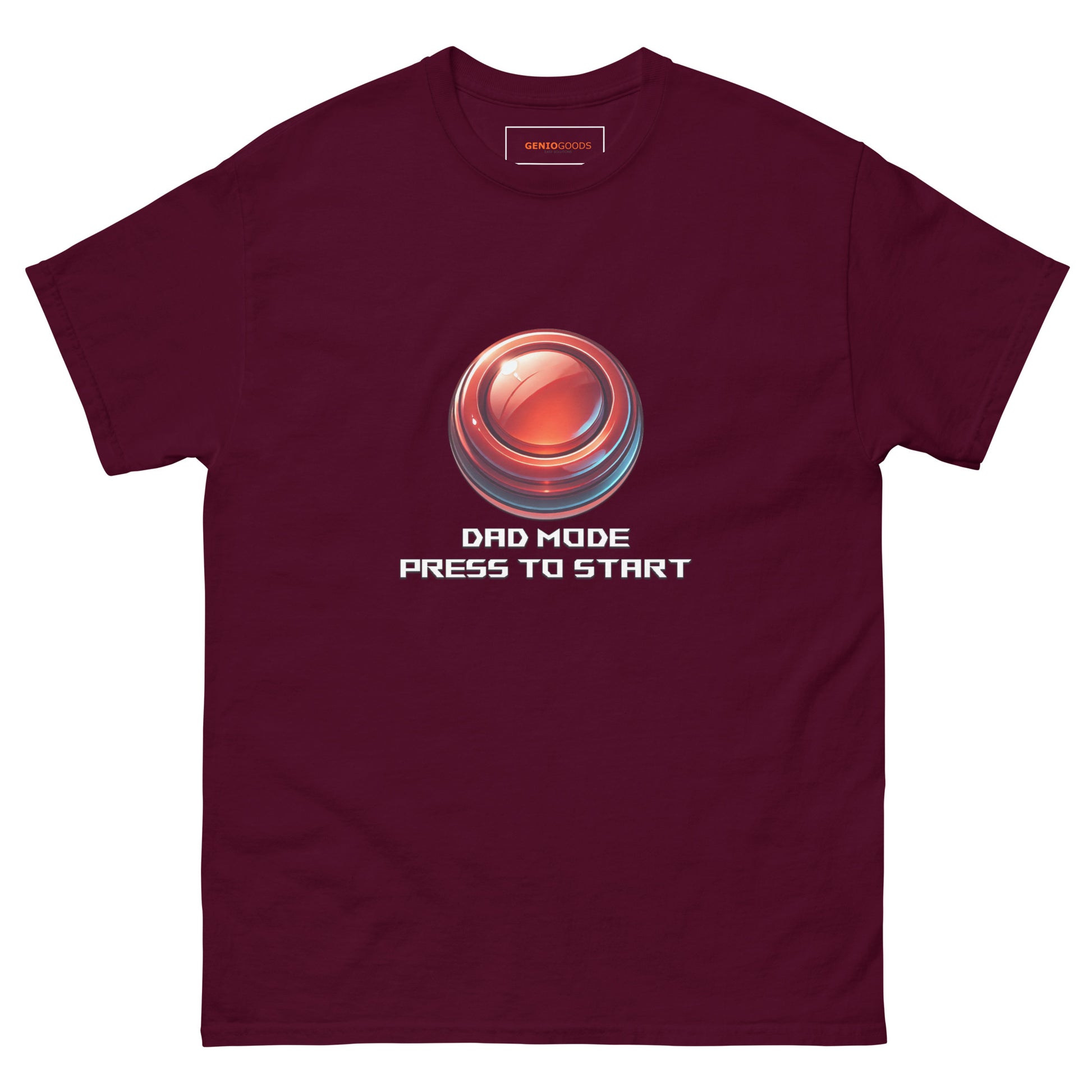 Dad Mode T-Shirt – Gamer Fatherhood Start Button Tee