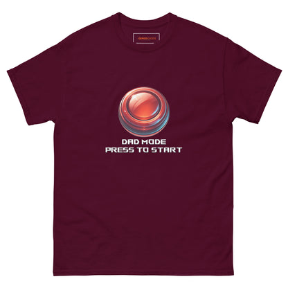 Dad Mode T-Shirt – Gamer Fatherhood Start Button Tee