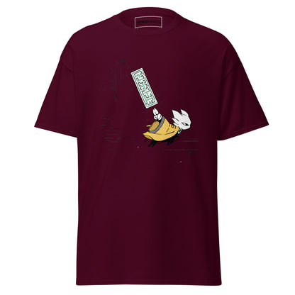 Front view of the maroon Nine Sols Action Tee Seal Motion featuring a minimalist seal graphic with motion detail
