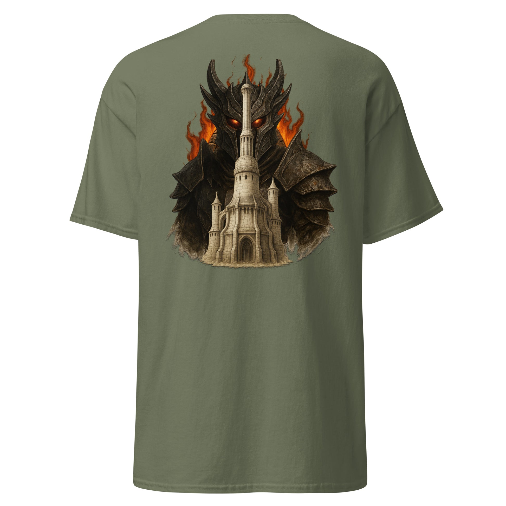 Back view of the Oblivion Imperial City Shirt – White Gold Tower Design with clean back and no visible print