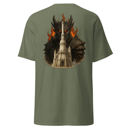 Back view of the Oblivion Imperial City Shirt – White Gold Tower Design with clean back and no visible print