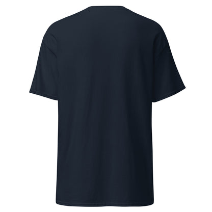 Back view of the navy Nine Sols Under the Golden Sol character tee with clean black back and no visible print