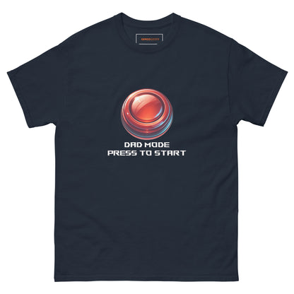 Dad Mode T-Shirt – Gamer Fatherhood Start Button Tee