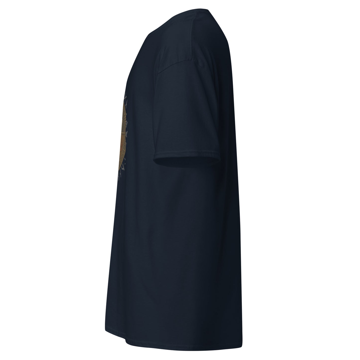 Left side view of the Navy Oblivion Guilds Shirt – Faction Crest Design highlighting side silhouette and fit
