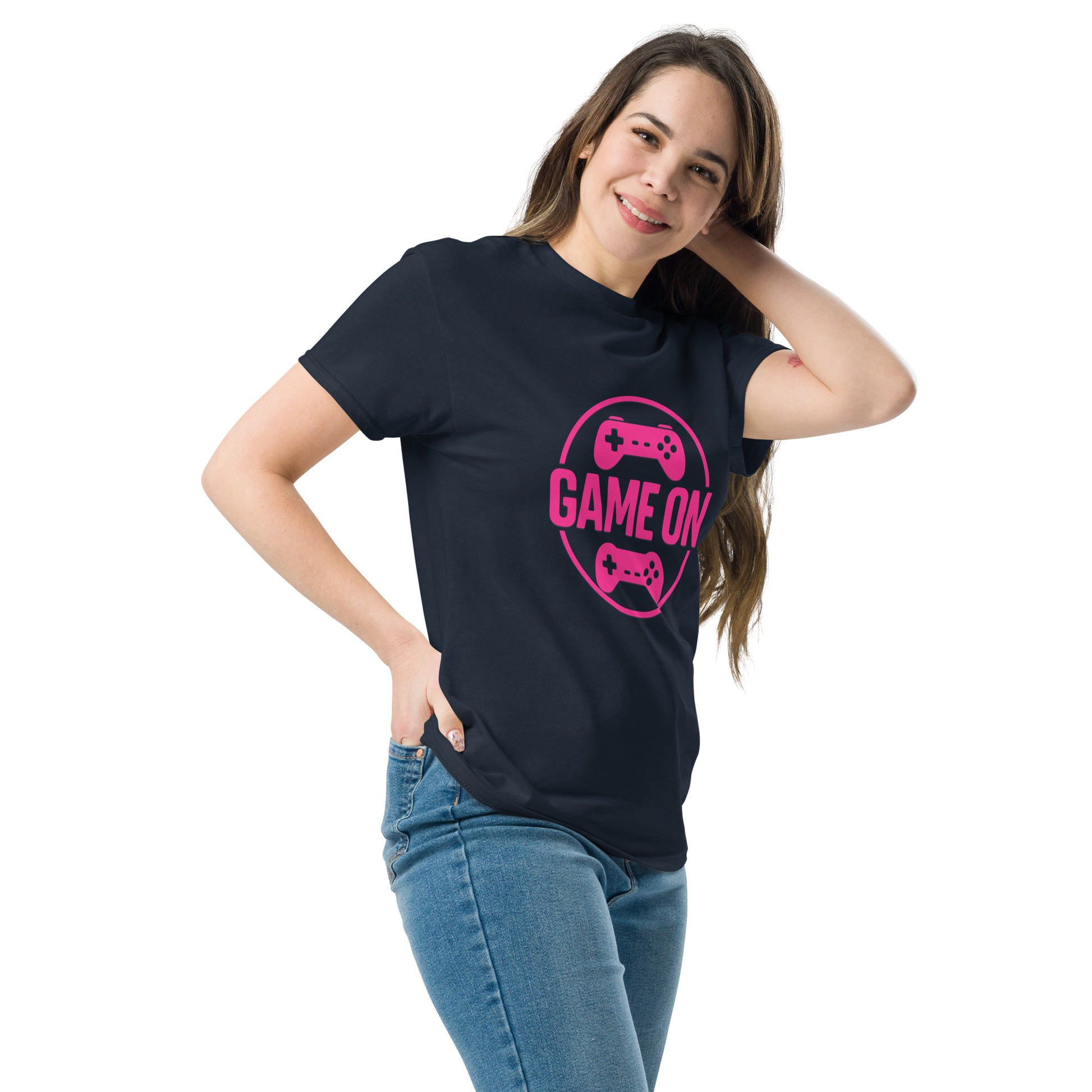Game On Pink T-Shirt – Neon Unisex Gamer Cotton Tee