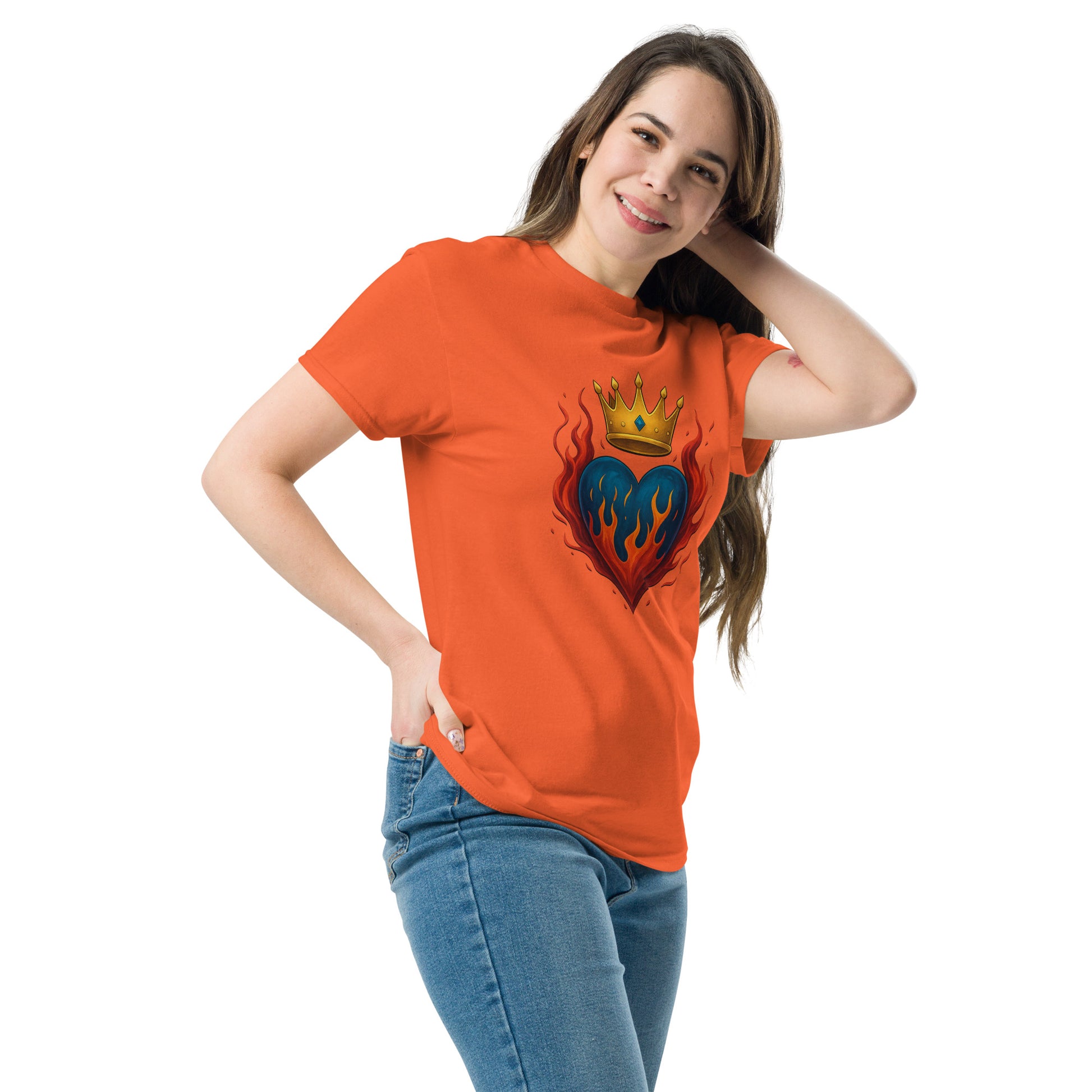 Crown Heart Flame T-Shirt – Unisex Cotton Statement Tee