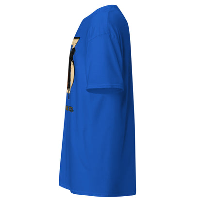 Side view of blue Expedition 33 For Those Who Come After graphic t-shirt inspired by Clair Obscur Expedition 33.