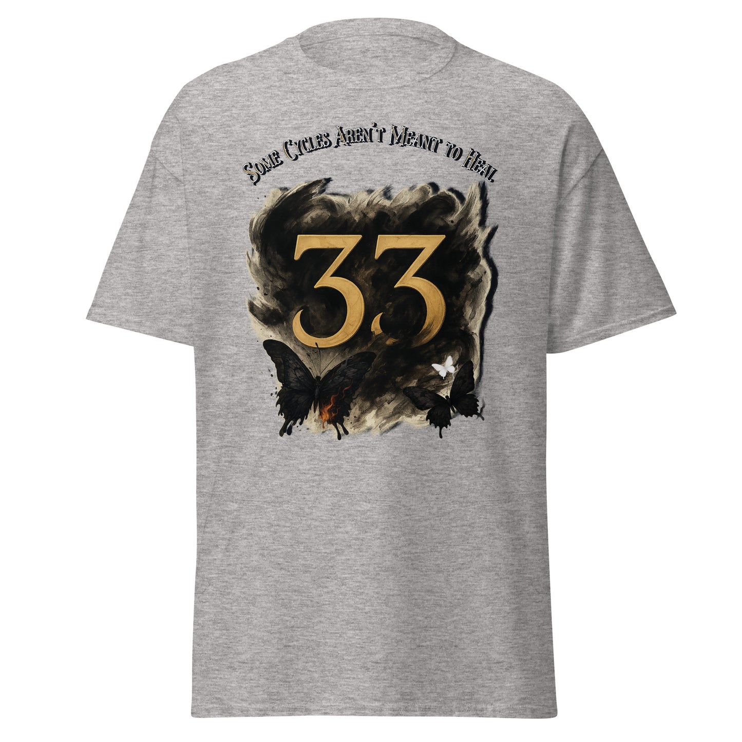 front view of Light gray Expedition 33 Cycles That Don’t Heal graphic t-shirt inspired by Clair Obscur Expedition 33.