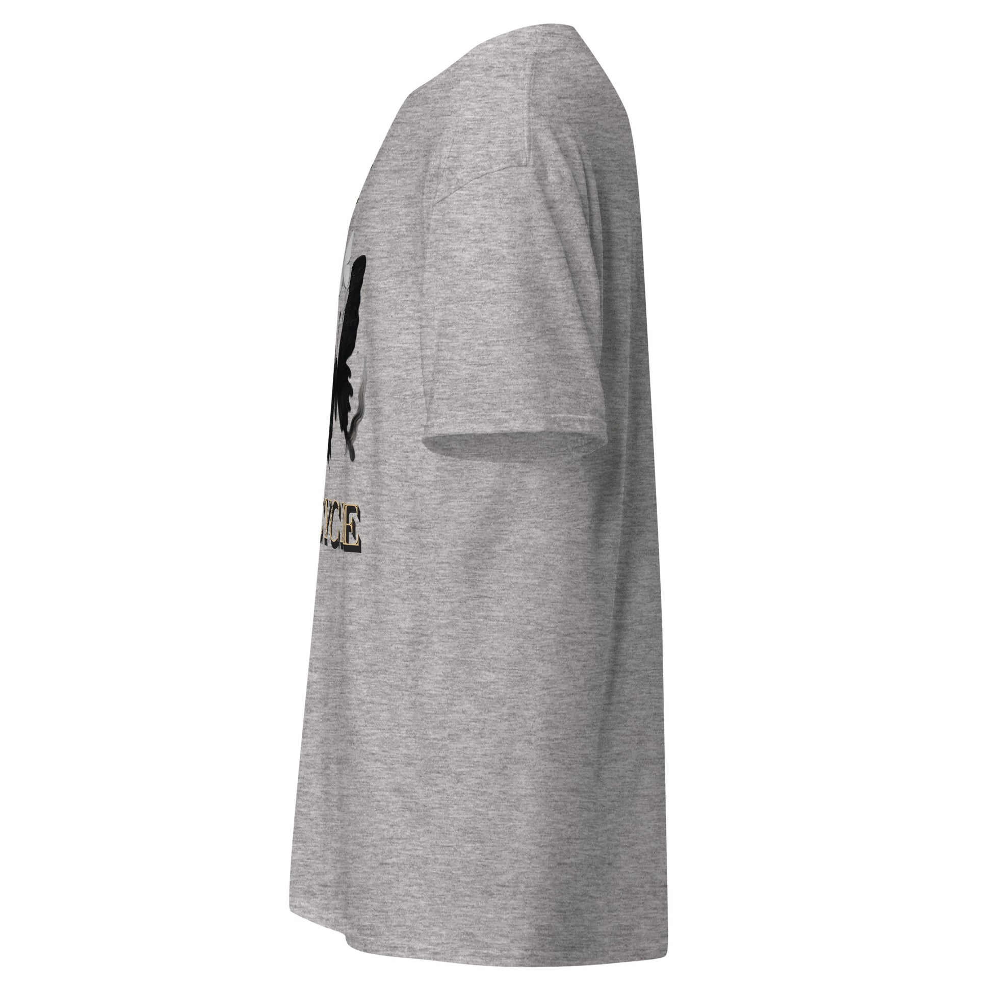 side view of Light gray Expedition 33 Break the Cycle graphic t-shirt inspired by Clair Obscur Expedition 33.