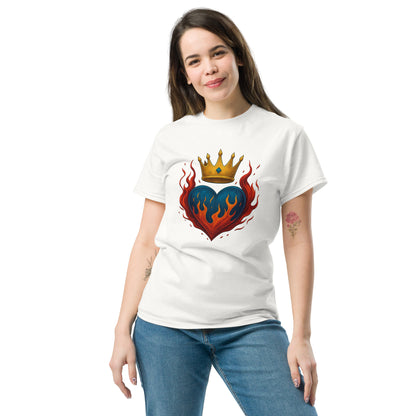 Crown Heart Flame T-Shirt – Unisex Cotton Statement Tee