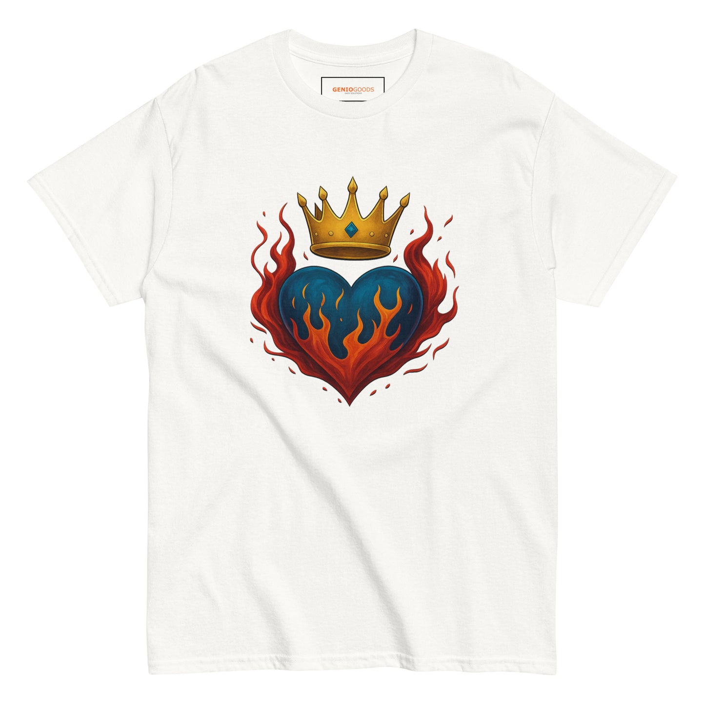 Crown Heart Flame T-Shirt – Unisex Cotton Statement Tee