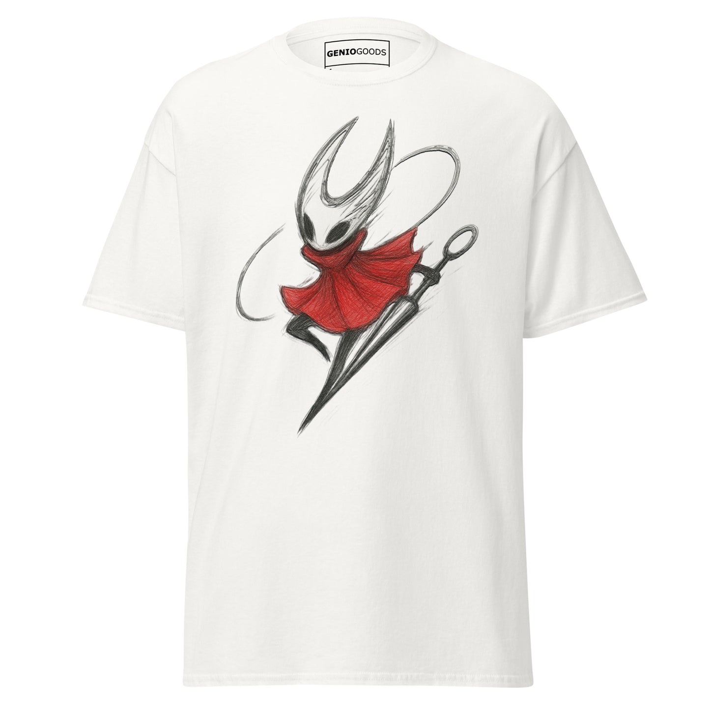 Hornet Silksong T-Shirt – Minimalist Sketch Art Style – fan-made gamer merch by GenioGoods