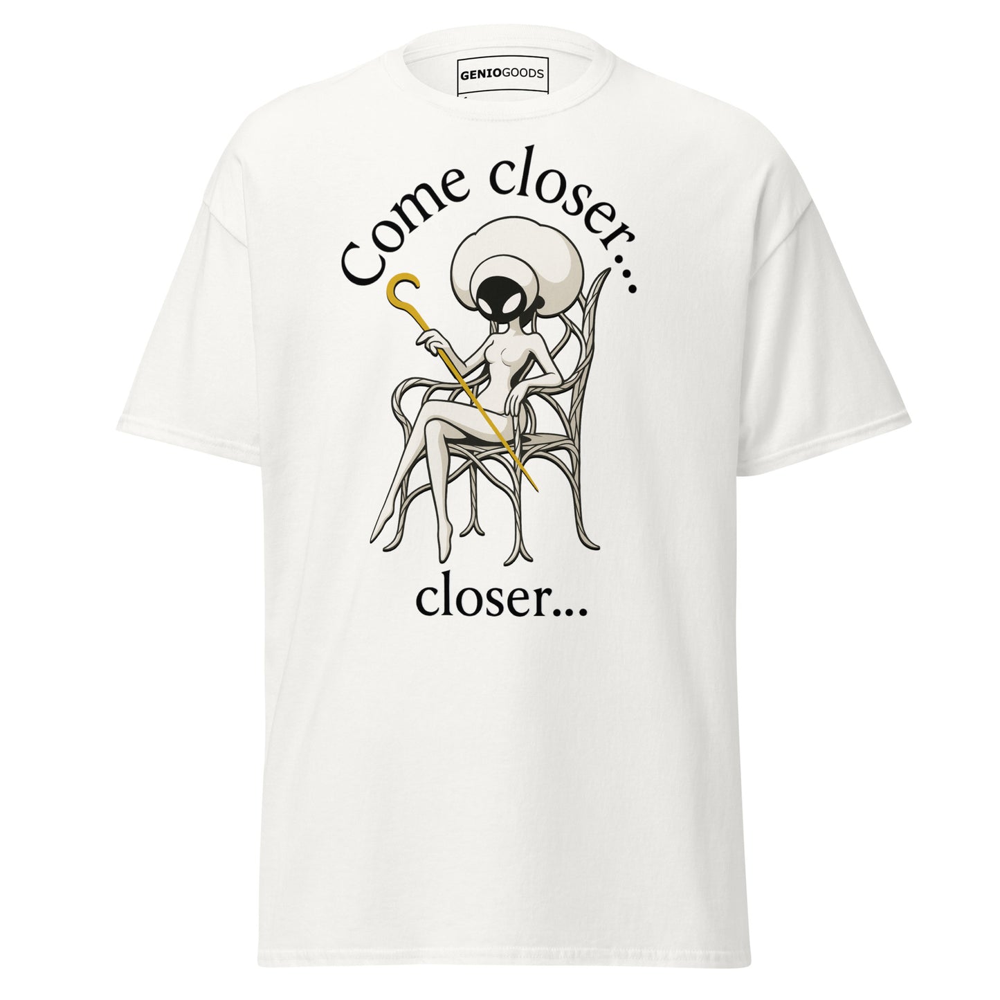 Come Closer T-Shirt – Dark Minimalist Fan Art Design – fan-made gamer merch by GenioGoods