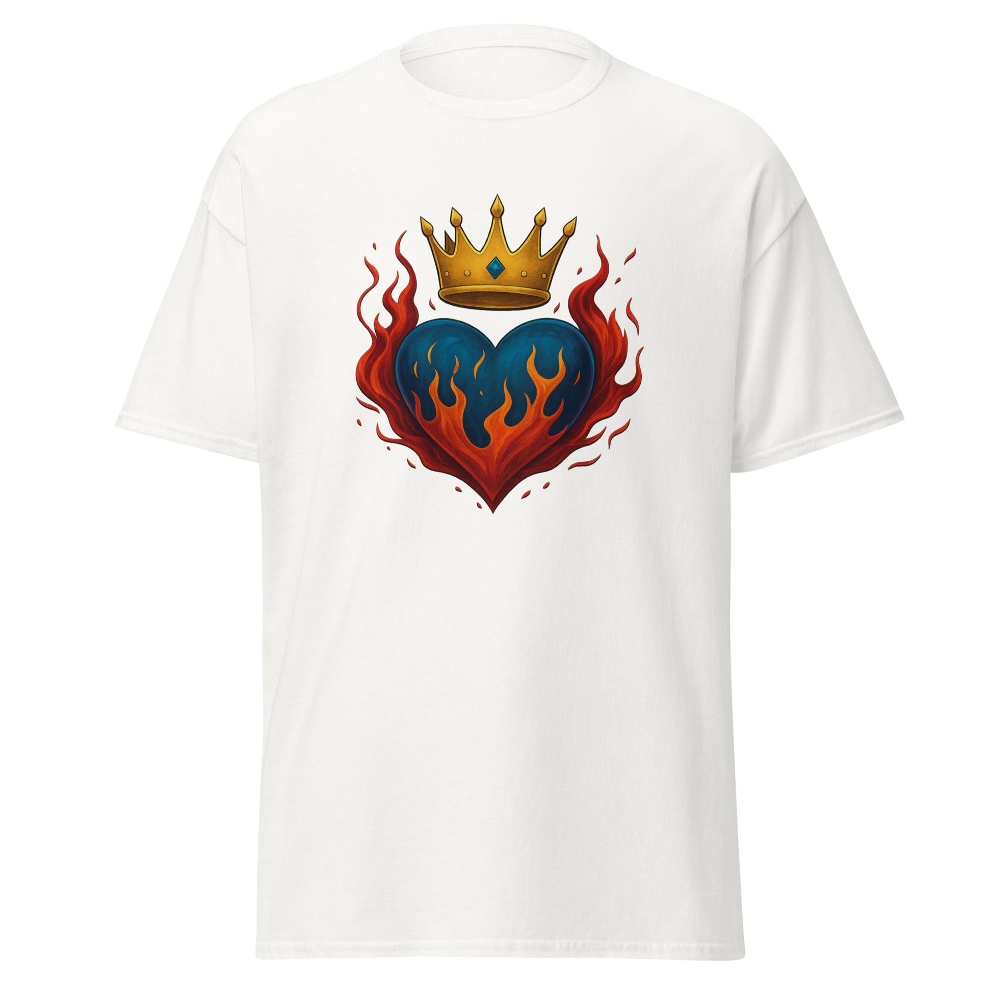 Crown Heart Flame T-Shirt – Bold Graphic Streetwear Tee gamer lifestyle clothing