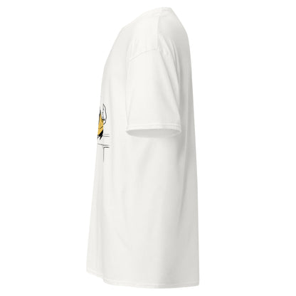 Left side view of the white Nine Sols Action Tee Seal Motion with partial front design visible along the side