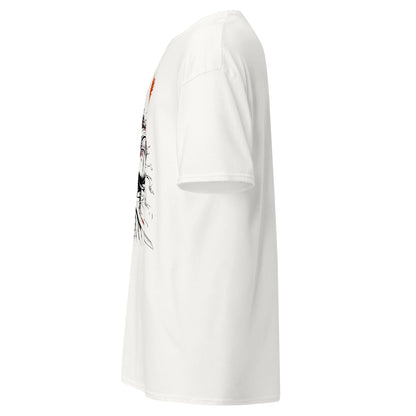 Left side view of The Blood of Dawnwalker Coen Sword T-Shirt highlighting White side seam and classic tee fit