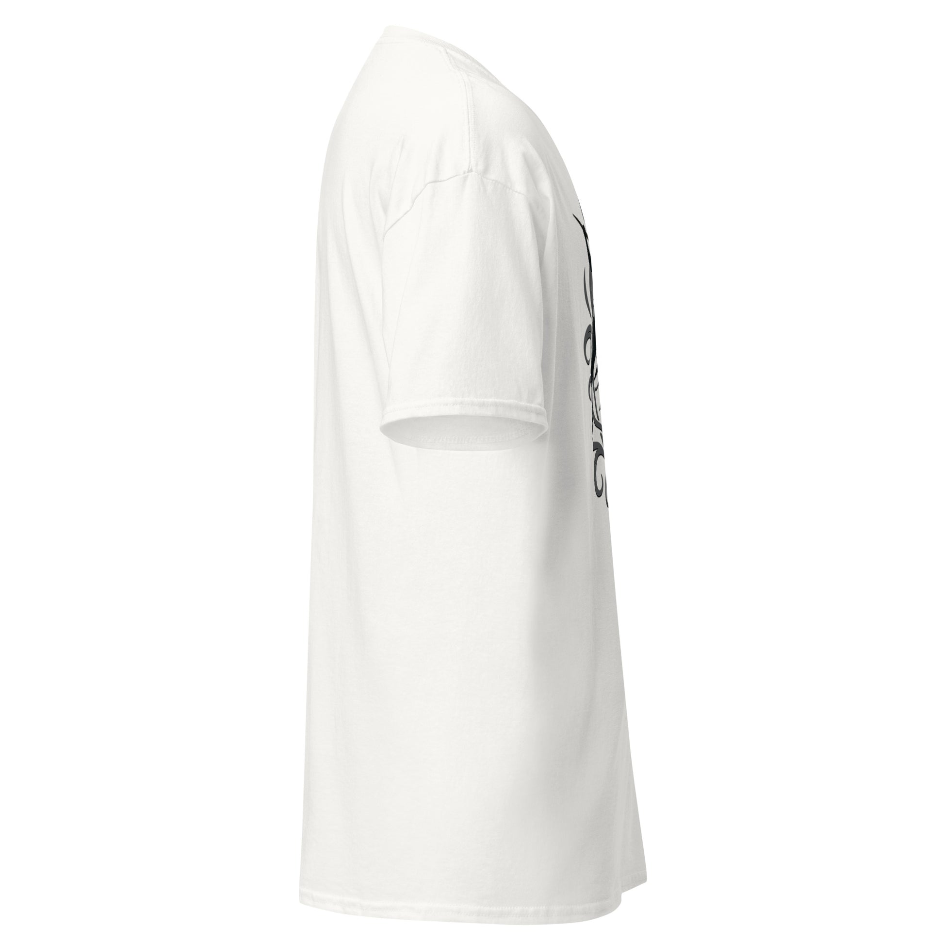Side view of white Hollow Knight Silksong Duel in the Web graphic t-shirt inspired by Hollow Knight Silksong.