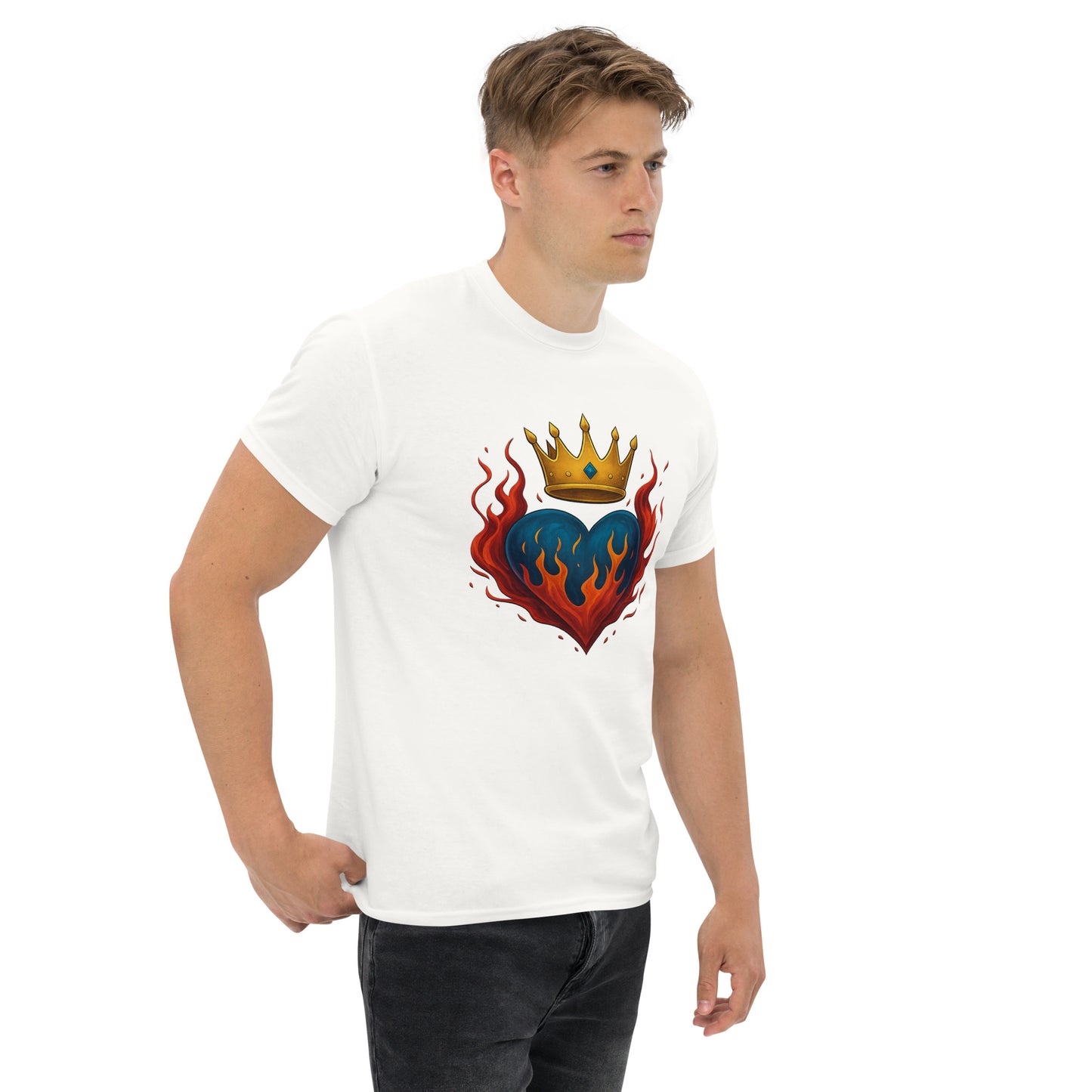 Crown Heart Flame T-Shirt – Unisex Cotton Statement Tee