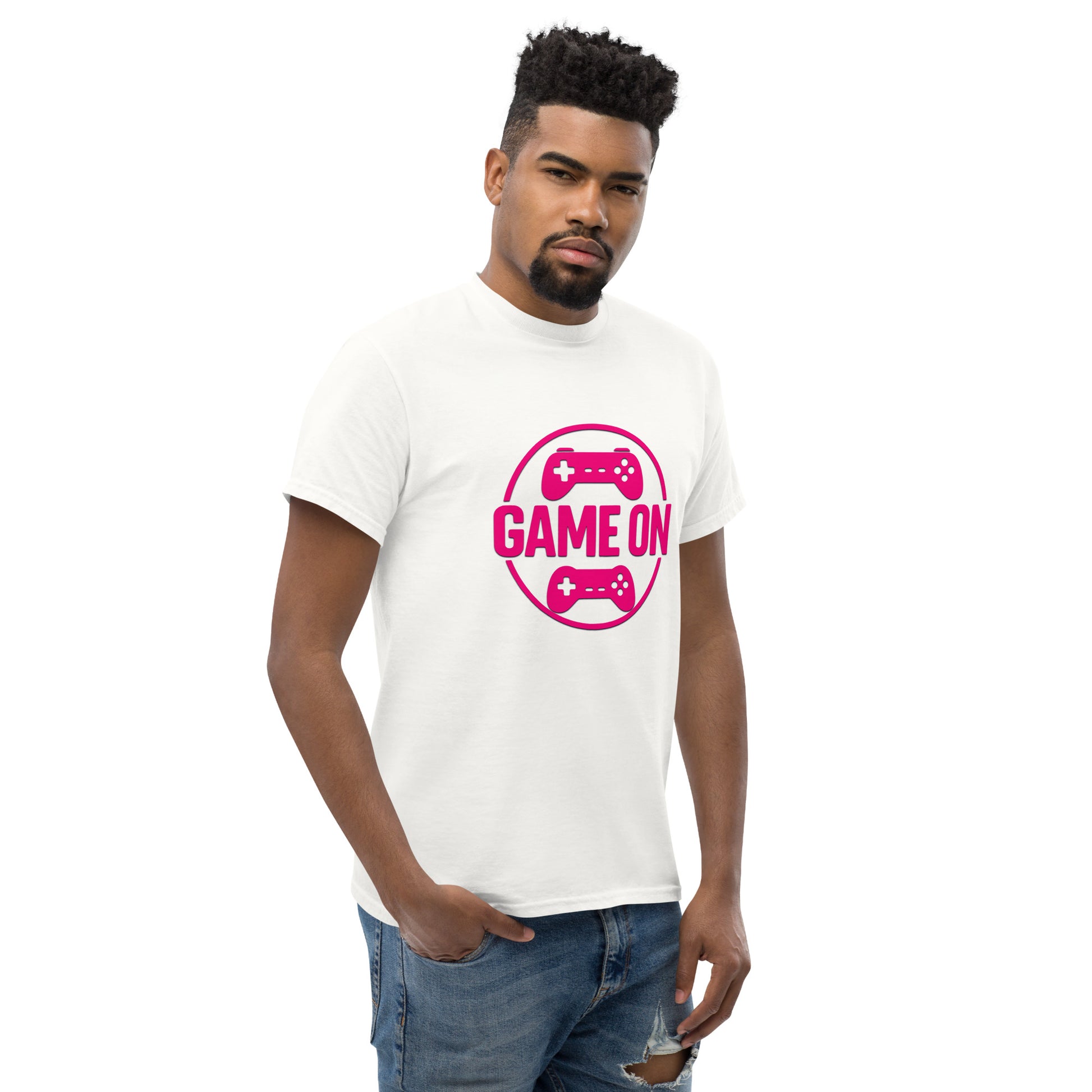 Game On Pink T-Shirt – Neon Unisex Gamer Cotton Tee