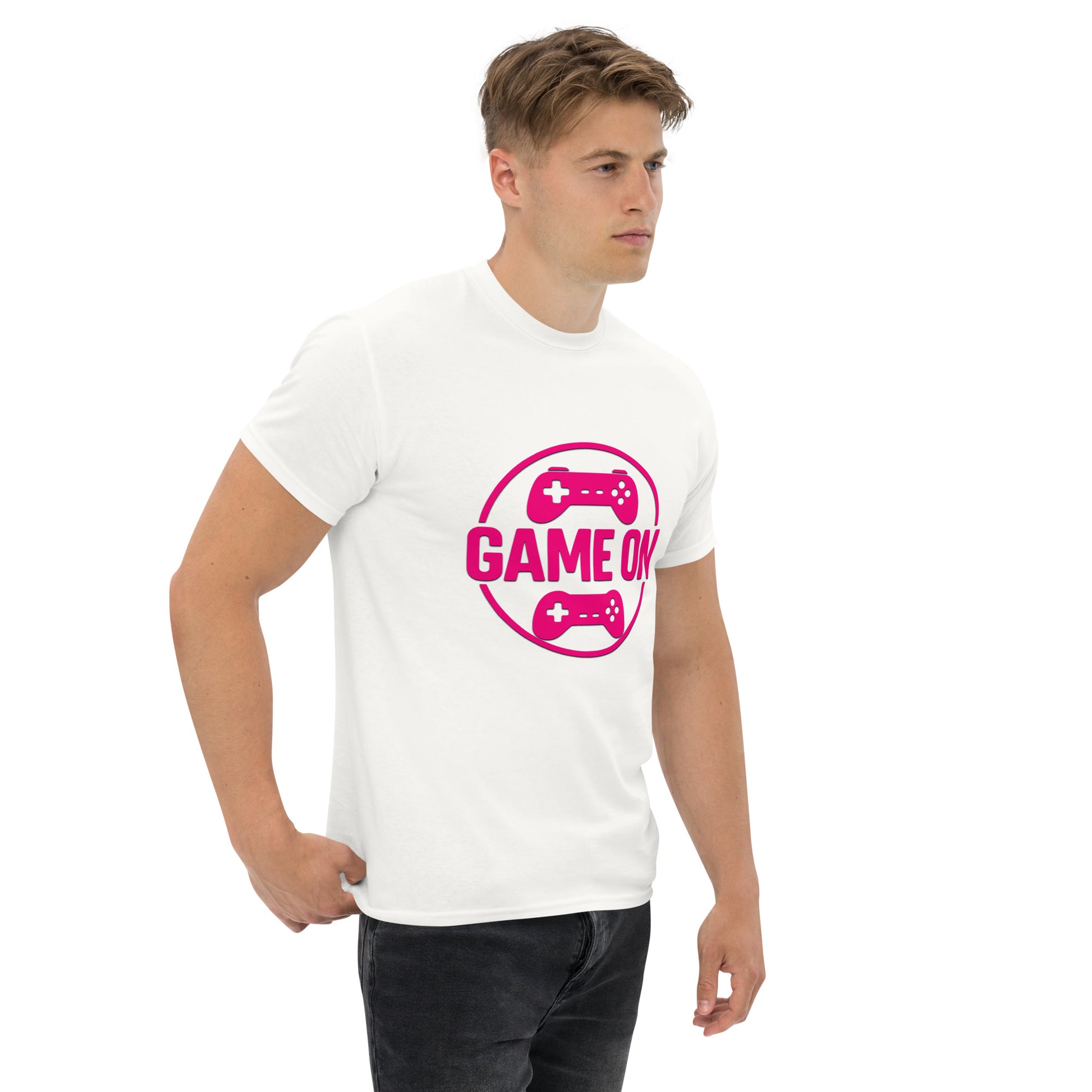 Game On Pink T-Shirt – Neon Unisex Gamer Cotton Tee