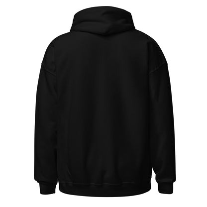 Back view of the black Monster Hunter Wilds Eat Sleep Hunt Repeat hoodie with clean minimal back and no visible print