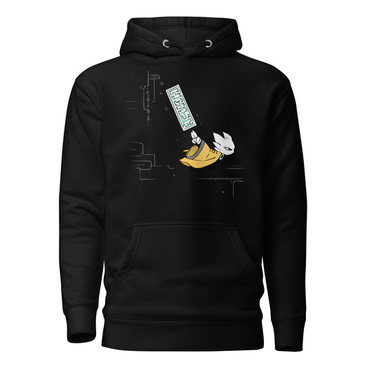 Front view of the Black Nine Sols Motion Hoodie Seal Momentum featuring a minimalist seal graphic with vertical motion detail