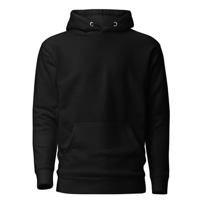 Front view of the: Black Crowsworn Crimson Wraith hoodie with clean minimalist finish