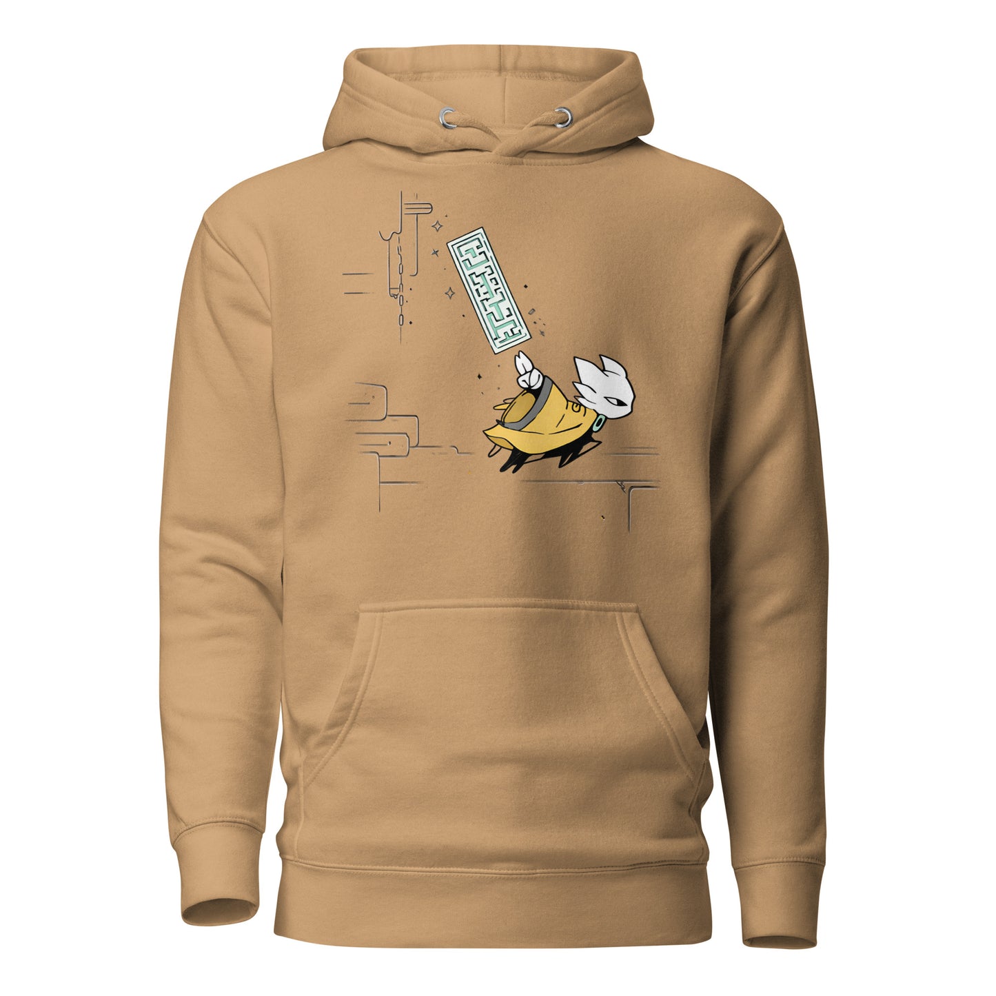 Front view of the Nine Sols Motion Hoodie Seal Momentum featuring a minimalist seal graphic with vertical motion detail