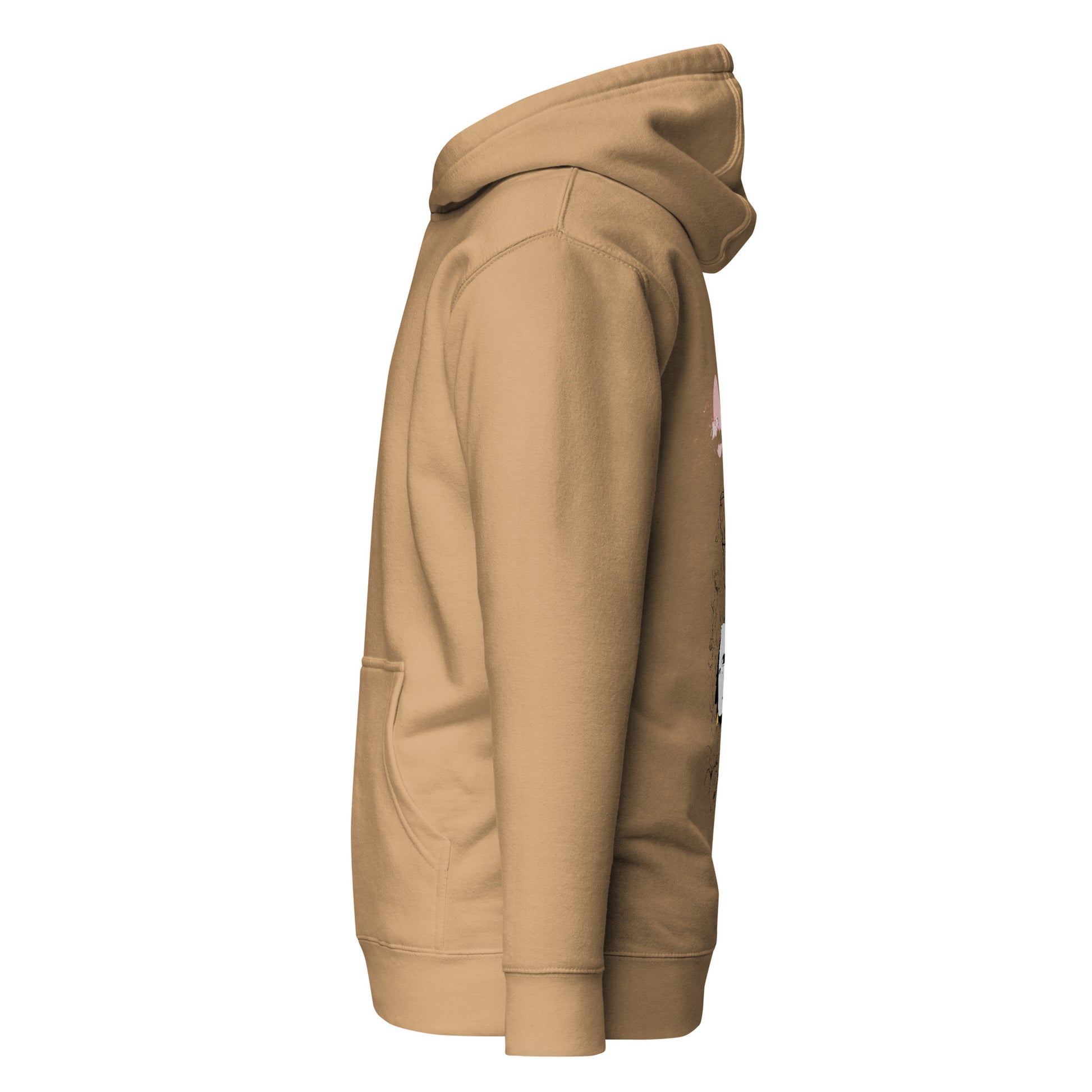 Left side view of the Khaki Nine Sols Cliff Duel Hoodie Fallen Guardian Duel with partial back design visible along the side