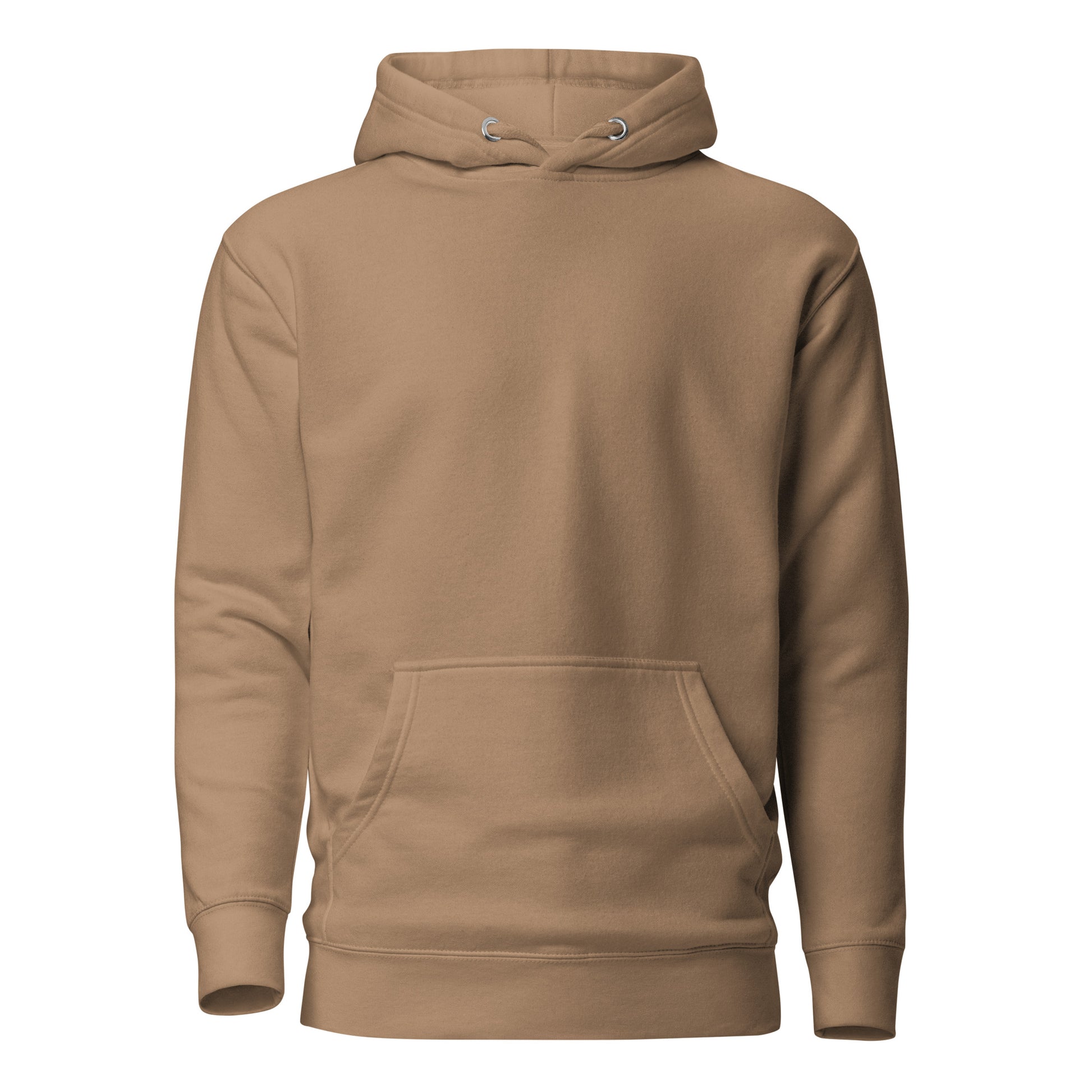 Front view of the Latte Nine Sols Silent Resolve Taopunk Portrait hoodie with clean front and no visible print