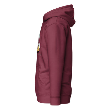 Left side view of the maroon Nine Sols Motion Hoodie Seal Momentum with partial front design visible along the side