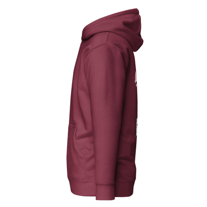 Left side view of the Maroon Nine Sols Cliff Duel Hoodie Fallen Guardian Duel with partial back design visible along the side