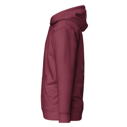 Left side view of The Blood of Dawnwalker Coen Sword Hoodie highlighting side profile and relaxed fit